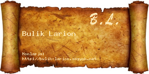 Bulik Larion névjegykártya